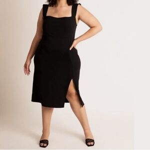 NWT Eloquii Square Neck Stretch Midi Black Dress 18